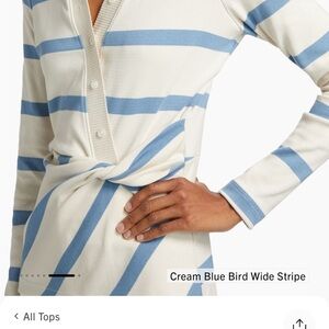 NWT Tanya Taylor Ellicot Cream and Blue V-Neck Sweater